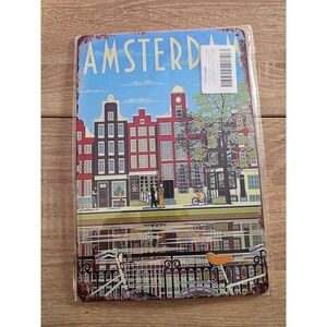 Amsterdam Netherlands Vintage Retro Metal Tin Sign Wall Decor Canal Houses Plaqu